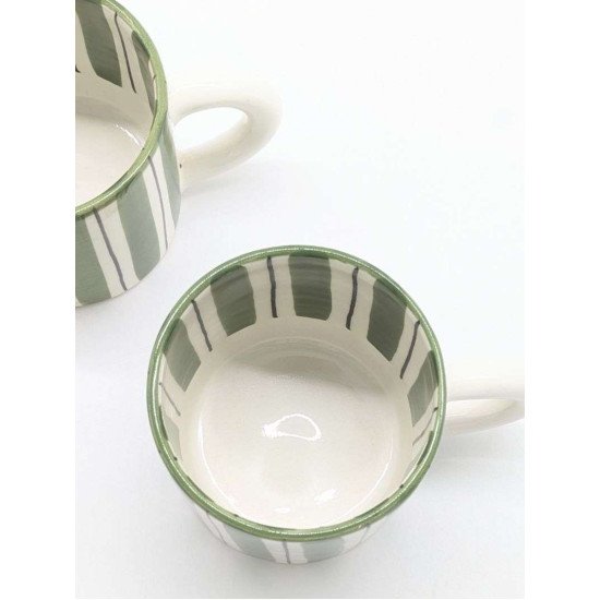 keramikkrus stribet Grøn -Linne