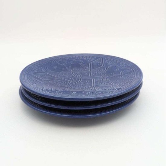 Keramiktallerken 27cm -Blå-graverede