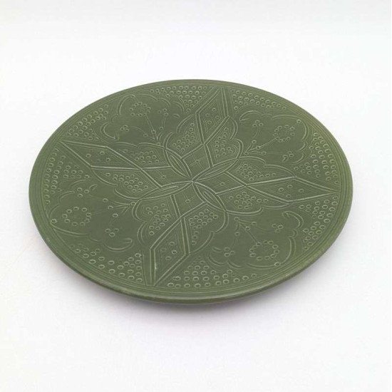 Keramiktallerken 27cm -Grøn-graverede