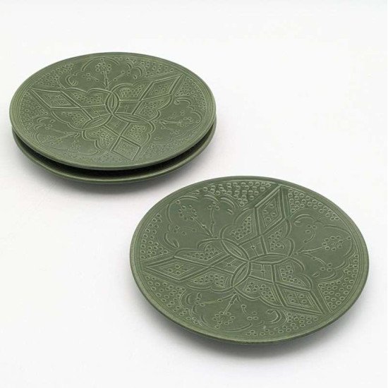 Keramiktallerken 27cm -Grøn-graverede