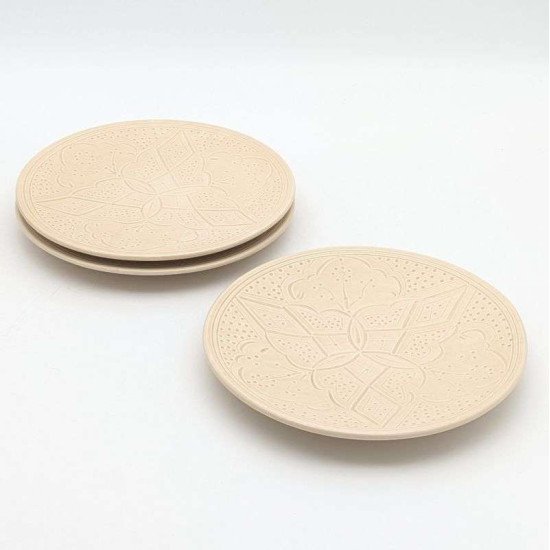 Keramiktallerken 27cm -Beige-graverede
