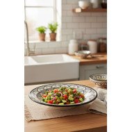 keramisk fad sort/hvid 35,40cm