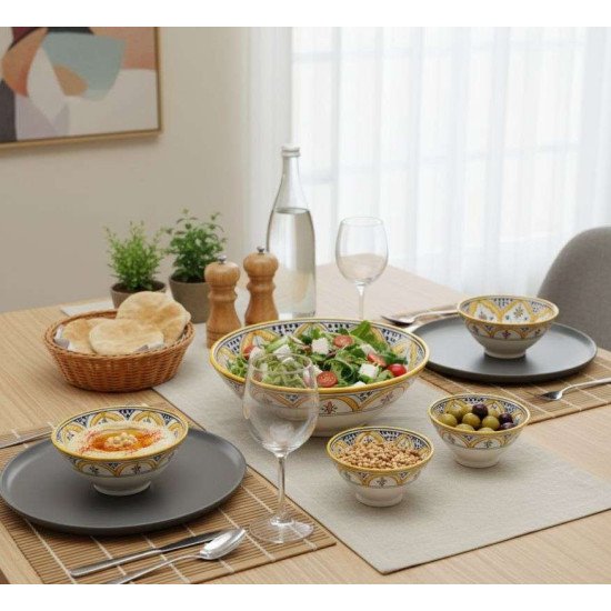 Marokkansk Keramik skål –  multiGul10,15,18,27cm