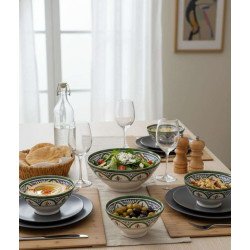 Marokkansk Keramik skål –  multigrøn10,15,18,27cm