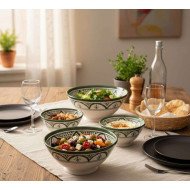 Marokkansk Keramik skål –  grøn hvid 10,15,18,27cm