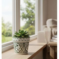 Keramisk potte Ø13,5 cm - Klassisk grøn